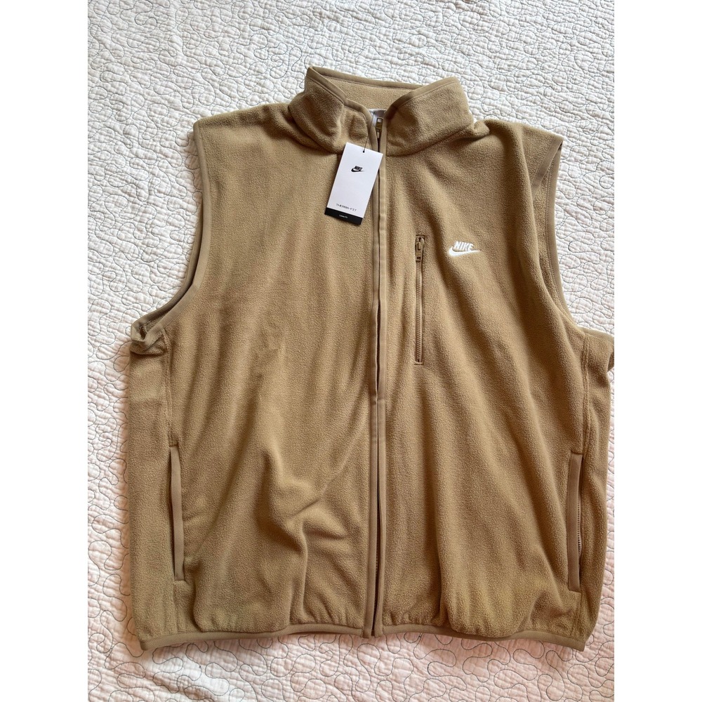Nike Therma-FIT Loose Fit Fleece Vest Khaki Tan Mens XL